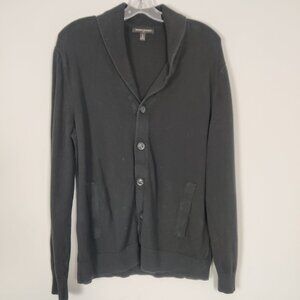 Banana Republic Men's Cardigan Size L Black Cotton Viscose Stretch Knitwear Chic